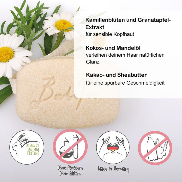 Actual product image BO Cosmetic Badefee solid shampoo chamomile blossom solid (Solid shampoo, 100 g)