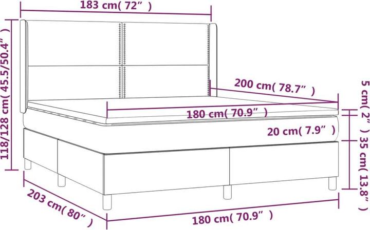 Actual product image vidaXL Boxspringbett (180 x 200 cm)