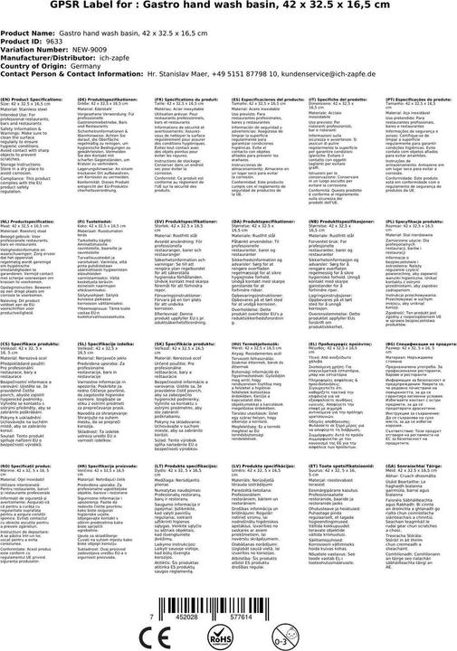 Actual product image Ich-zapfe Sinks, hand-rinse basins, hand-rinse basins gastro (325 mm, 420 mm)