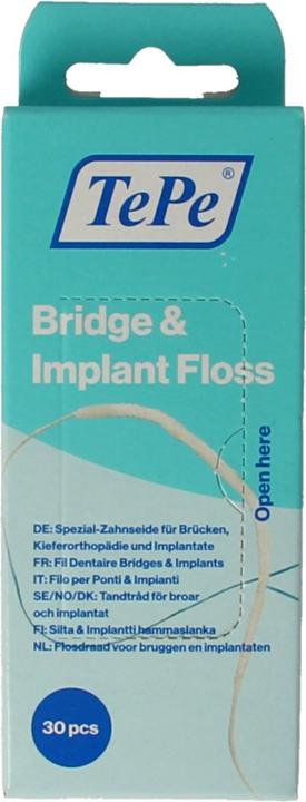 Actual product image TePe Bridge & Implant Floss Wide Dental Floss for Braces 30pcs
