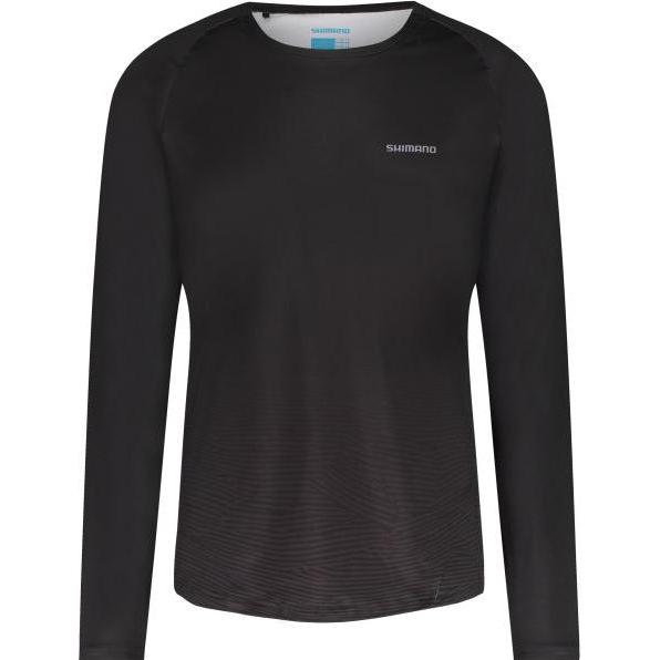 Shimano, Velotrikot, MYOKO Long Sleeve Jersey Warm Printed BLACK/GRAY LINE L (L), Schwarz, L