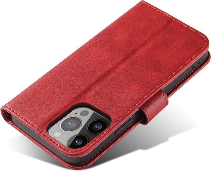Actual product image Hurtel Wallet Case with Stand for iPhone 15 Pro Max Magnet Case - Red (Apple iPhone 15 Pro Max)