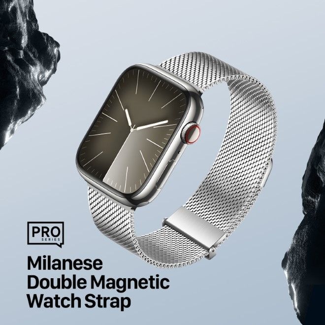 Actual product image Dux Ducis Milanese Pro Armband (40 mm, 38 mm, 41 mm, Stainless steel, Apple Watch Series 8, Apple Watch Series 5, Apple Watch SE (2022/2023), Apple Watch Series 7, Apple Watch Series 9, Apple Watch Series 4, Apple Watch Series 3, Apple Watch SE, Apple Watch Series 6)