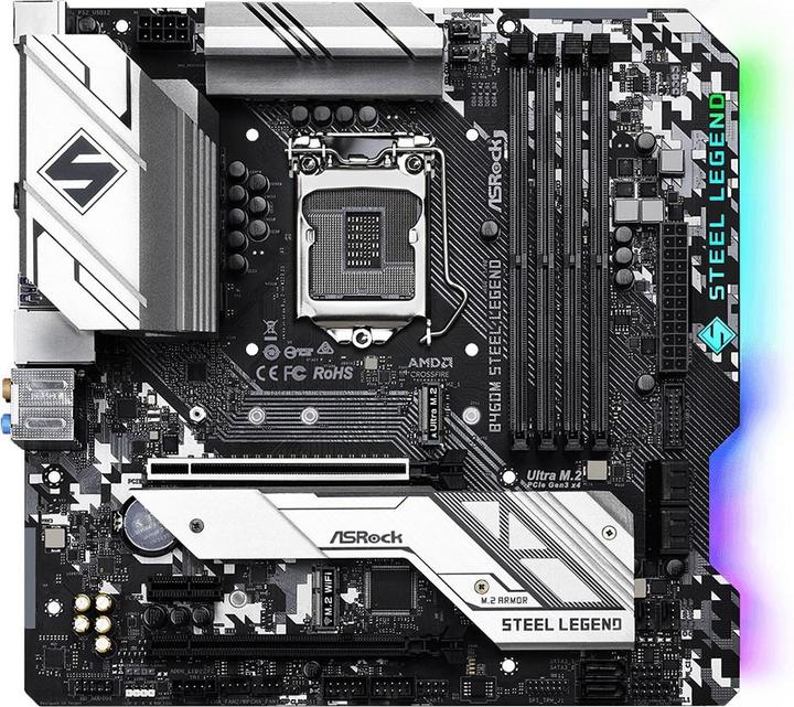 Produktbild AsRock B460M Steel Legend, Intel B460 Mainboard - Sockel 1200 (LGA 1200, Intel B460, mATX)