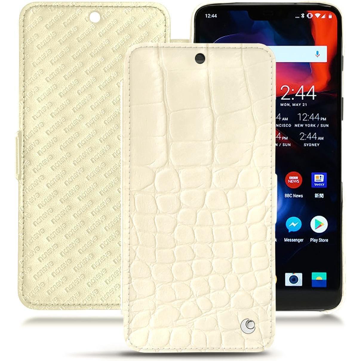 Noreve Lederschutzhülle horizontal (OnePlus 6), Smartphone Hülle, Weiss