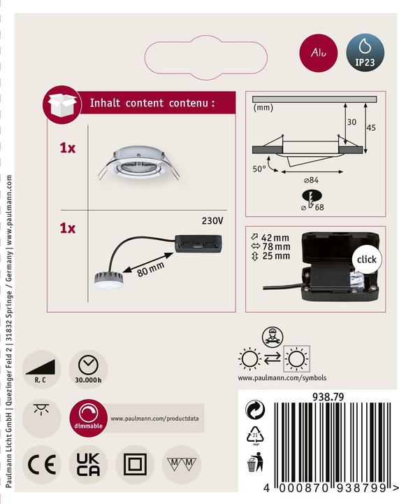Produktbild Paulmann Einbauleuchte Nova Plus Set (425 lm)