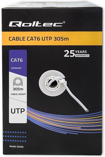 Immagine prodotto Qoltec Cavo UTP | CAT6 | 305m | PCV szary (U/UTP, UTP, CAT6, 305 m)