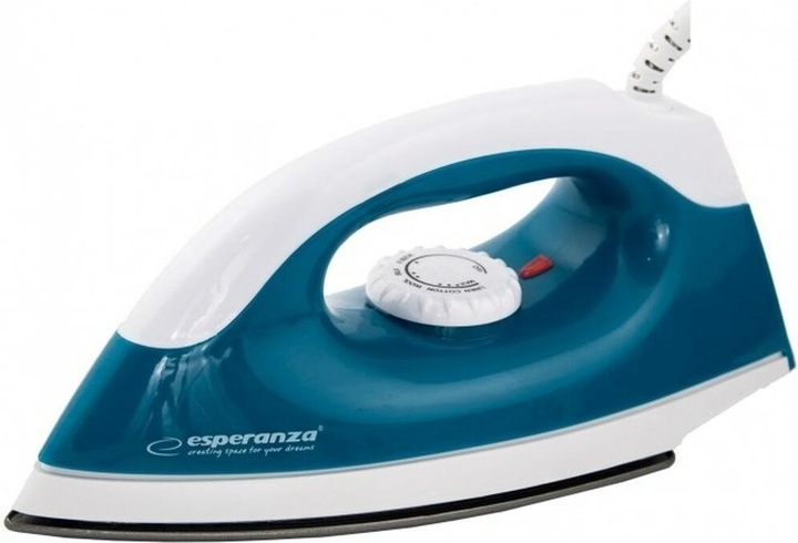 Image du produit Esperanza TRAVEL IRON SMOOTHER - Fer à repasser à sec - Plaque antiadhésive - 1,4 m - Bleu - Blanc (1200 W)
