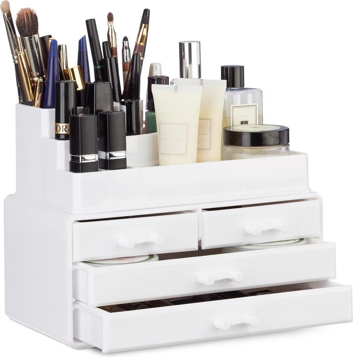 Relaxdays Organiseur de maquillage 4 tiroirs
