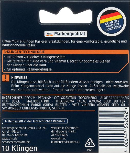 Actual product image dm Balea MEN 3-blade razor blades (10 x)