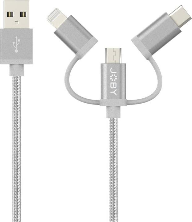 Produktbild Joby ChargeSync Cable3-in-1 1.2M GR (1.20 m, USB 2.0, 12 W)