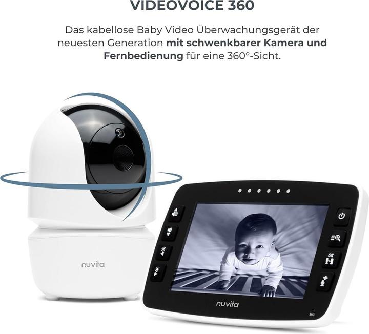 Image du produit Nuvita Moniteur audio-vidéo pour bébé digital 4,3" avec CAMÉRA PANORAMIQUE ET INCLINABLE (Vidéo et audio, 300 m)