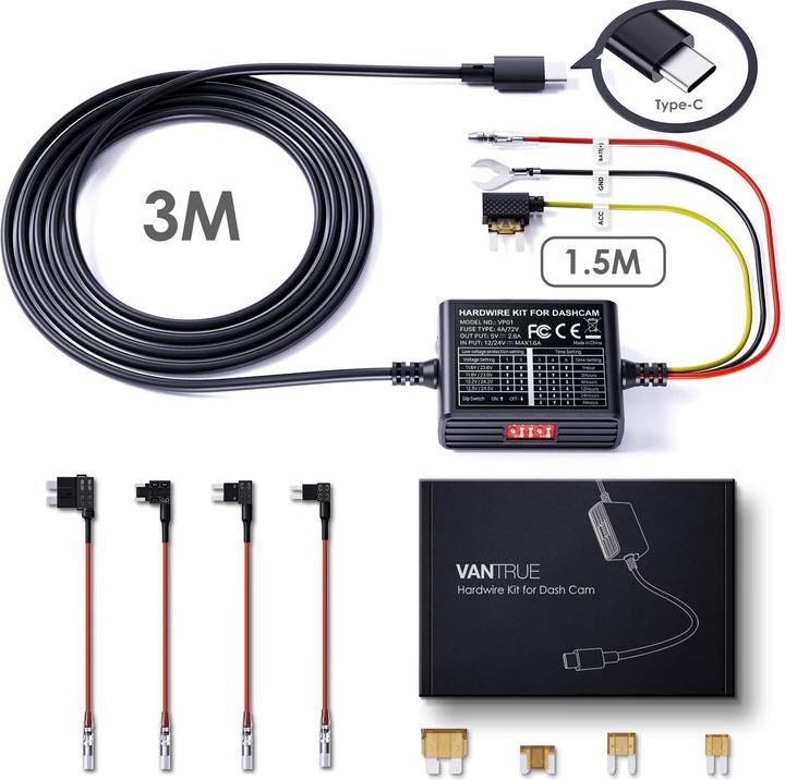 Actual product image Vantrue Dashcam Hardwire Kit with Fuse Holders
