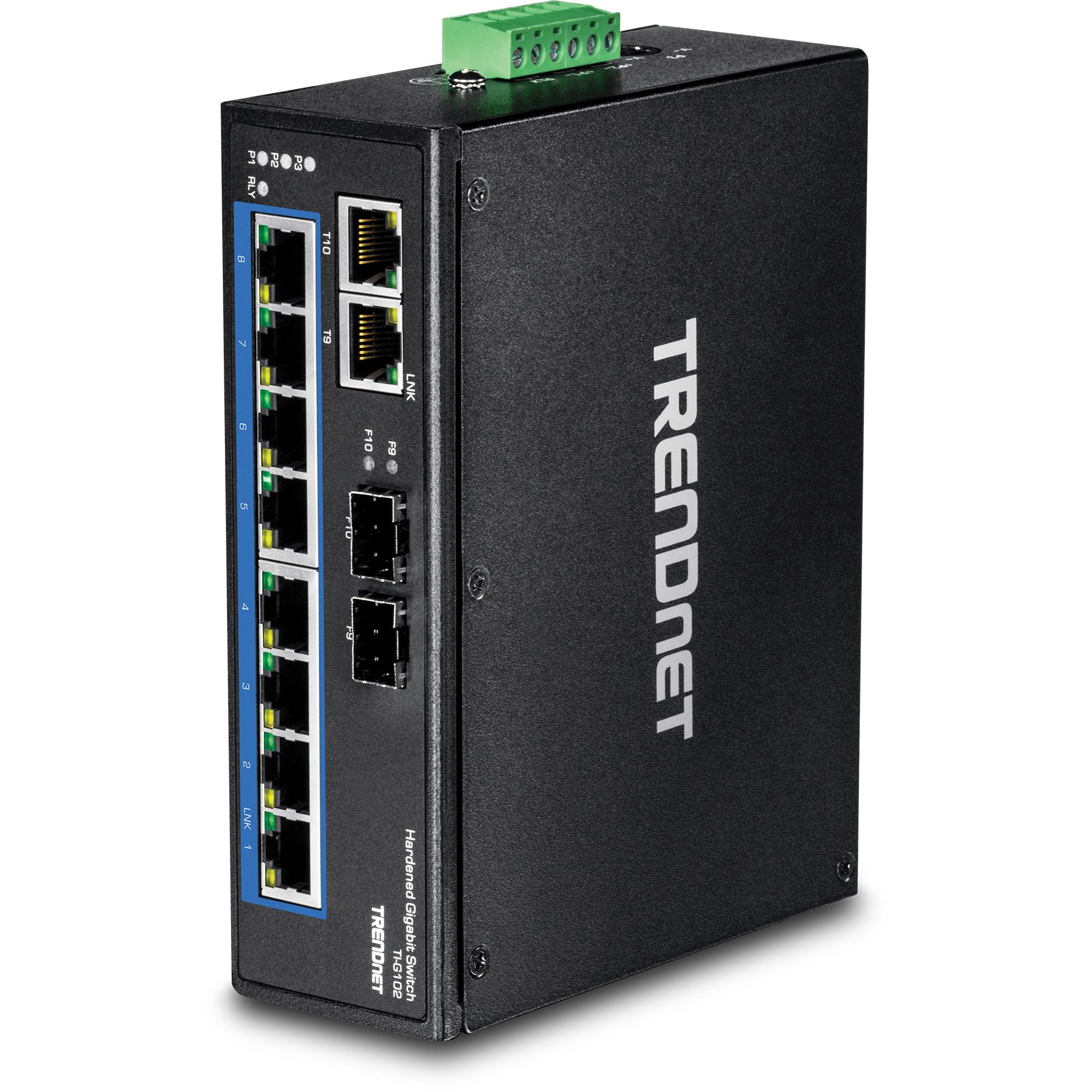 Trendnet TI-G102 Switch 10Port DIN-Rail Gigabit industriale (10 porte), Switch di rete, Nero