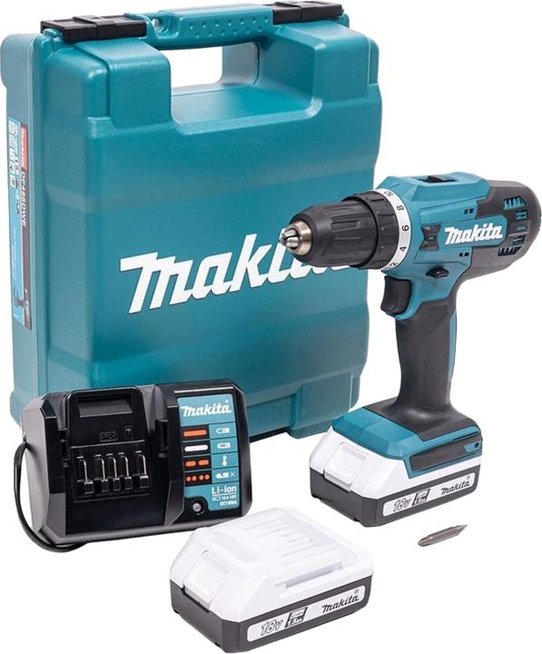 Productafbeelding Makita DF488D002 Accuboormachine 18V 1,5Ah Li-Ion incl. 2e accu, incl. oplader, incl. koffer (Boorschroevendraaier)
