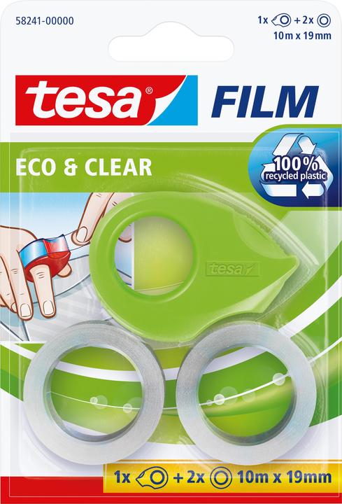 Produktbild tesa 2x tesafilm ECO & CLEAR mit Mini Abroller, lösungsmittelfrei und alterungsbeständig