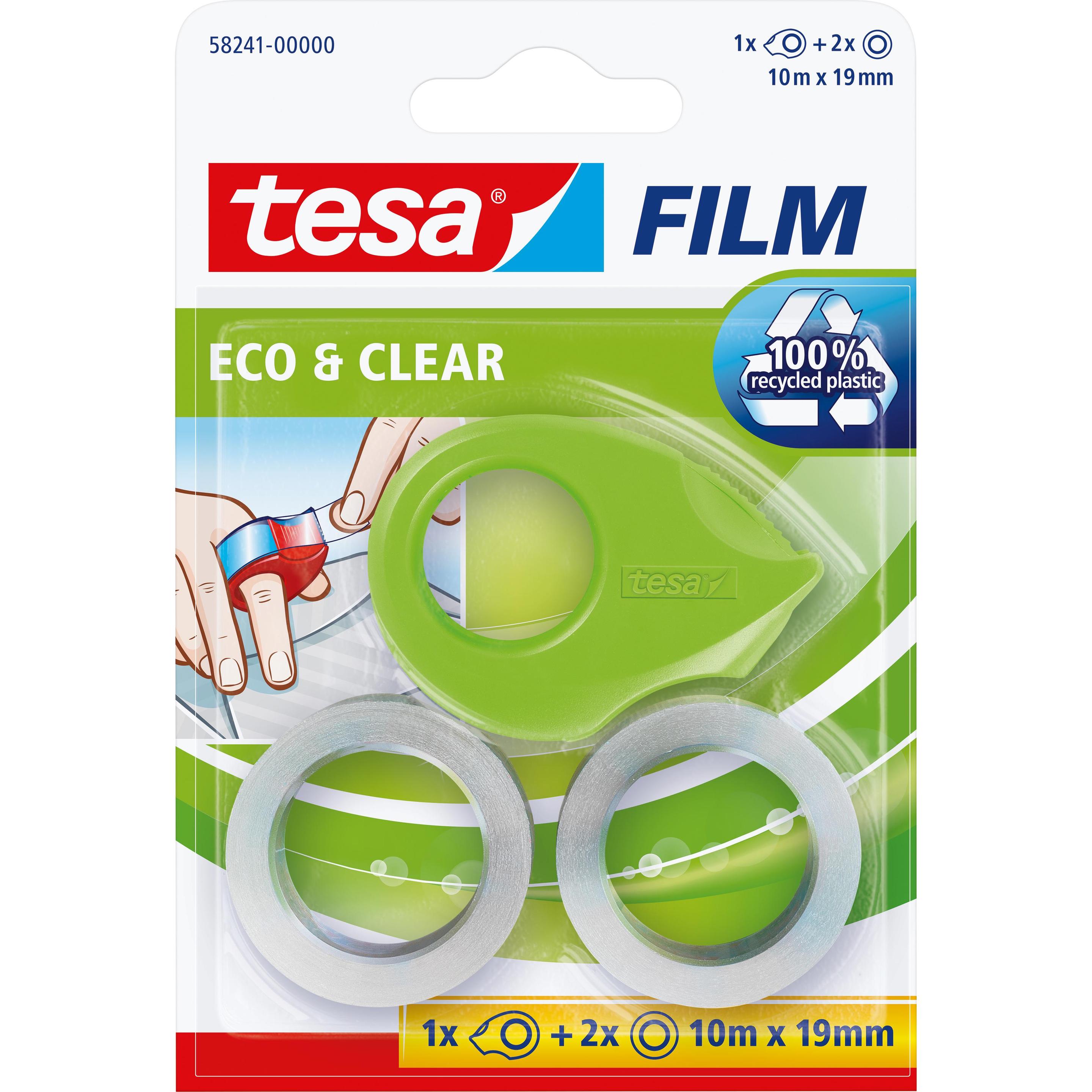 tesa, Klebebandabroller, 2x tesafilm ECO & CLEAR mit Mini Abroller, lösungsmittelfrei und alterungsbeständig