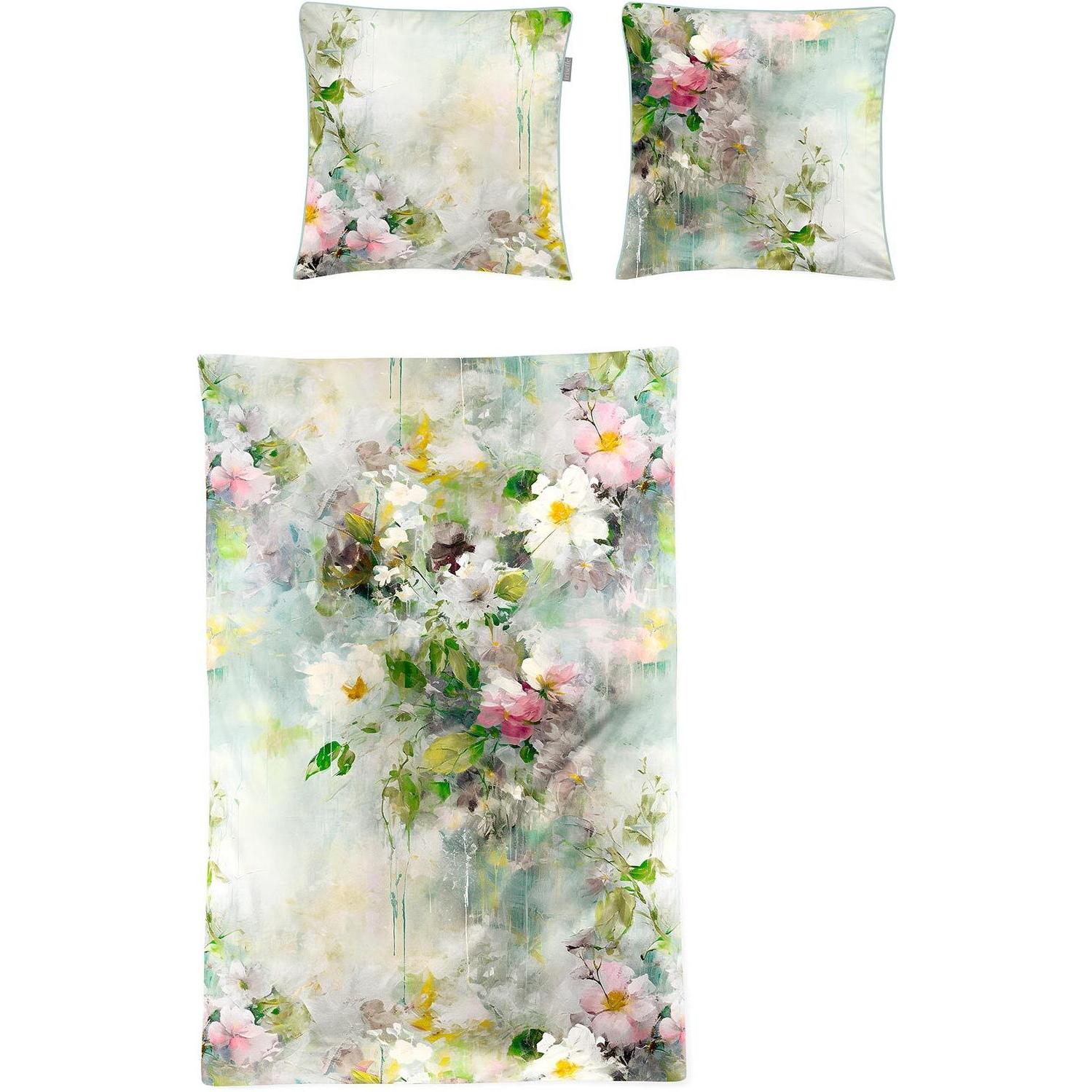 Irisette, Bettwäsche, Mako-Satin Bettwäsche Tokio 8572 grün (Bettwäsche Set, 155x220 cm + 80x80 cm)