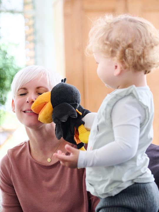 Actual product image Haba Raven Theo hand puppet