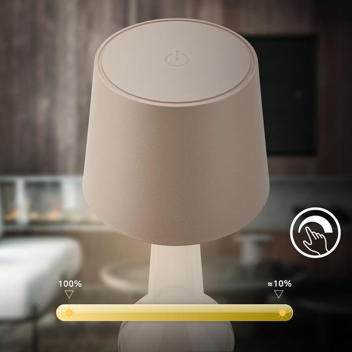 Actual product image Briloner Brilo unplugged BOTA Akku LED Flaschenleuchte- Beige (120 lm)