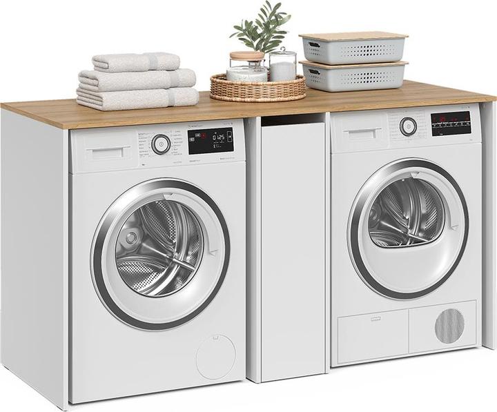 Actual product image Vicco Washing machine cabinet Viktor, White/Artisan oak, 159.8 x 88.2 cm with 3 compartments