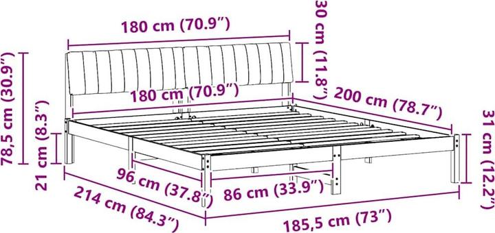 Image du produit vidaXL Plattformbettgestell (180 x 200 cm)