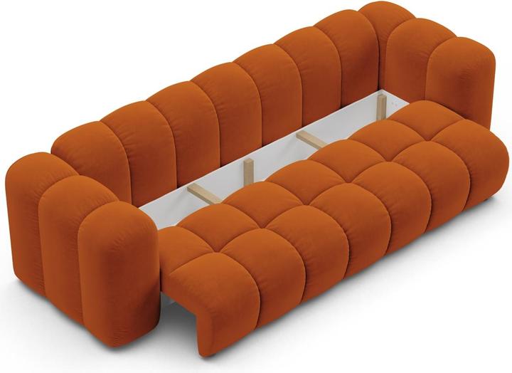 Actual product image Maison Heritage Velvet Sofa With Bed Function And Box, "Arden", 3 Seats, Terracotta, 253x102x70 Made in Europe (3-seater)