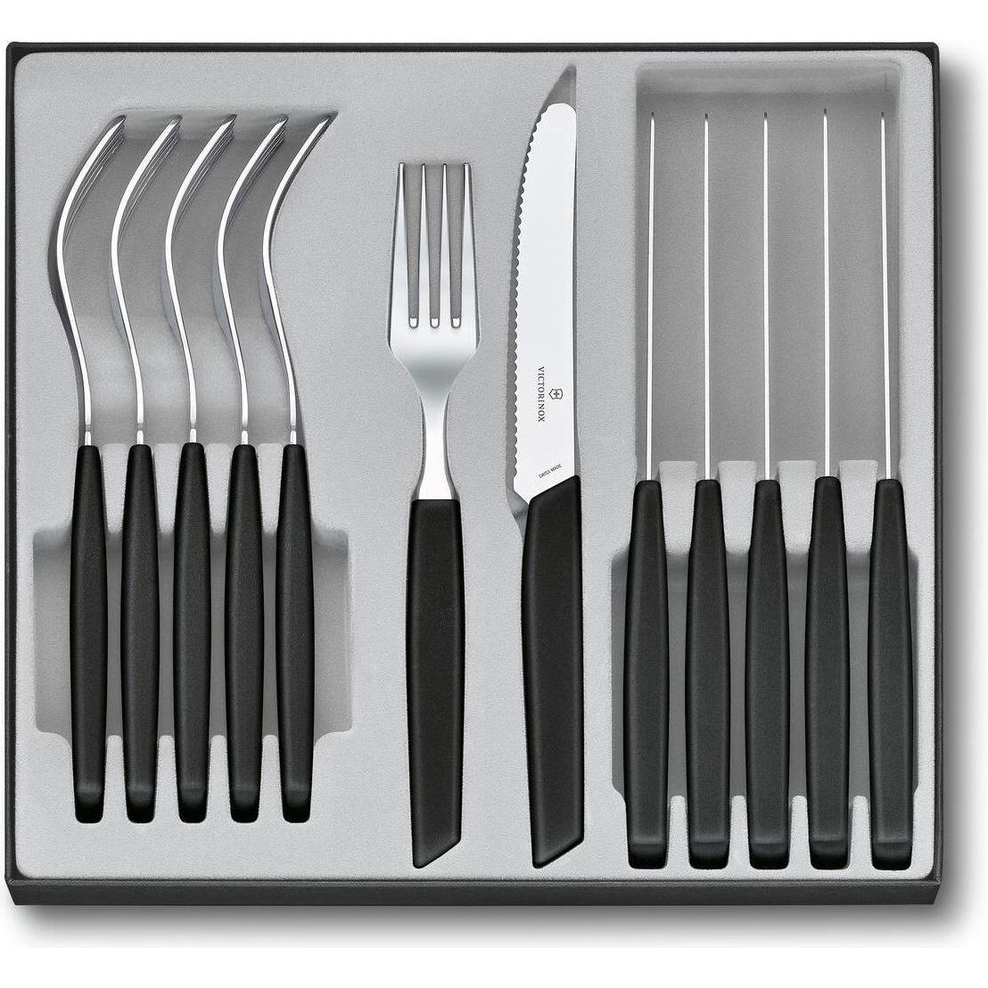 Victorinox Besteck-Set Swiss Modern 12-teilig, Schwarz, Besteck, Schwarz