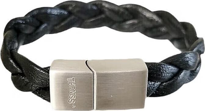 Produktbild Thomss Lederarmband No.01 Little Kinder-/Jugendarmband Schwarz mit Edelstahlverschluss (17.50 cm, Edelstahl, 100% Leder)