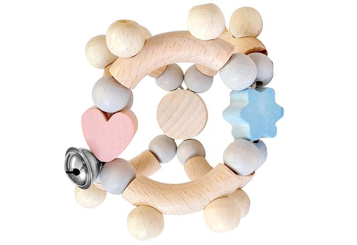 Produktbild Hess 11095 Motorikrassel, Herzchen nature rosa/blue