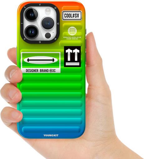 Immagine prodotto Youngkit Coque Valigetta ispirata alle valigie colorate e radianti /arancio (Apple iPhone 15 Pro Max)