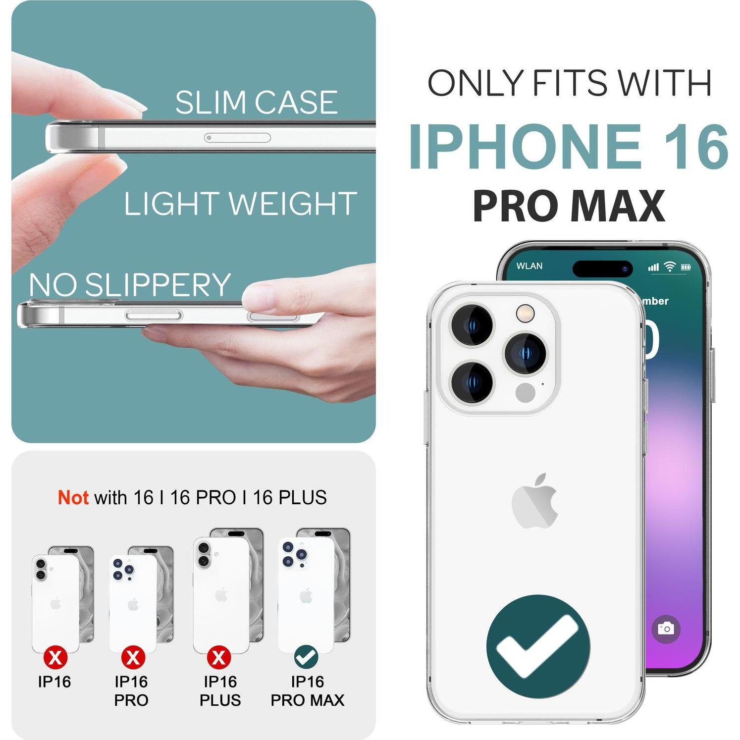 Thumbnail - Nalia Klare Transparente Silikon Hülle (Apple iPhone 16 Pro Max), Smartphone Hülle, Transparent