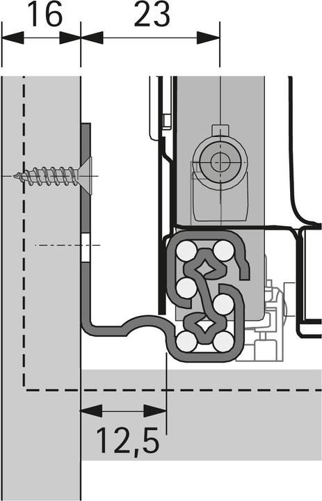 Actual product image Hettich Quadro V6 Silent System 470 mm 30 kg SS16 mm li/re
