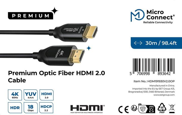 Immagine prodotto MicroConnect HDMI (Typ A) — HDMI (Typ A) (30 m)