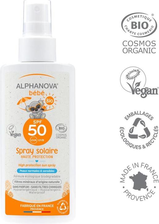 Image du produit Alphanova Lait solaire en spray (Lait solaire, SPF 50+, 125 ml, 161 g)