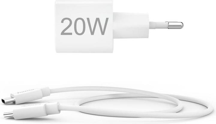 Image du produit Hama Chargeur rapide avec câble de charge USB-C, mini-chargeur, PD, 20W, 1m, blanc (20 W, 1 portion)