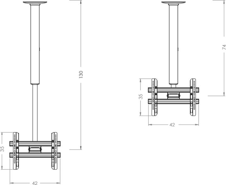 Image du produit VCM Support TV universel VESA pour plafond CM3 Double (Plafond, 50 kg, 26" - 101")