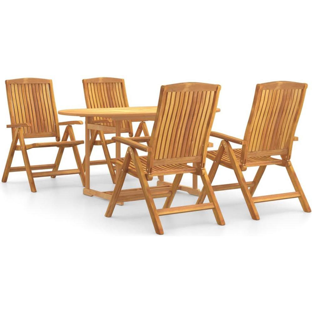 Thumbnail - VidaXL, Gartentisch + Balkontisch, 5-tlg. Garten-Essgruppe Massivholz Teak,Material: Fein (150 cm)
