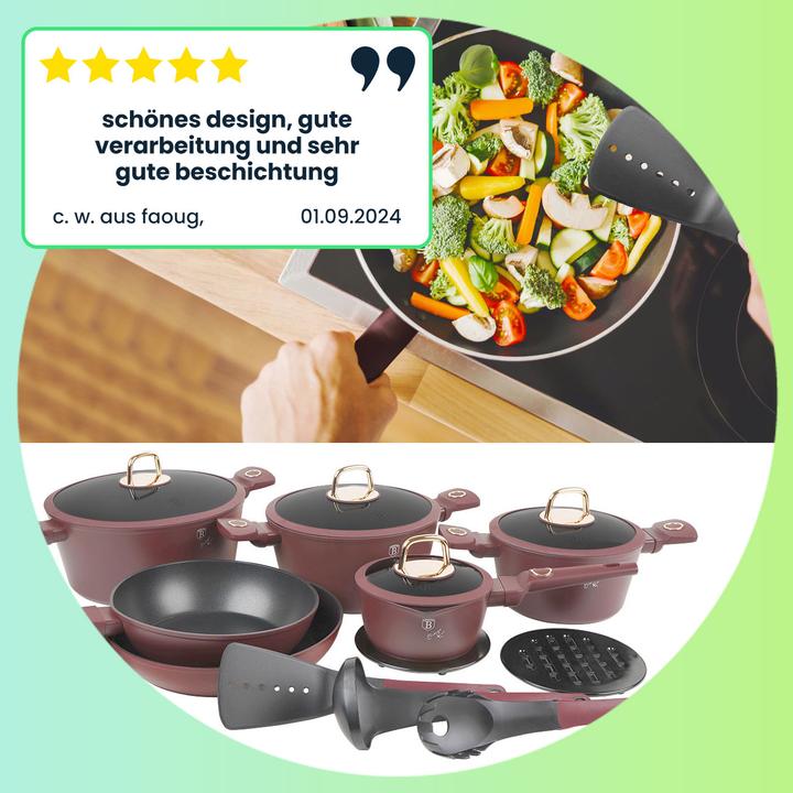 Produktbild BerlingerHaus Kochset inkl. Kochbesteck & Untersetzer (Pfannenset + Topfset, Aluminium, 24 x 39.50 cm)