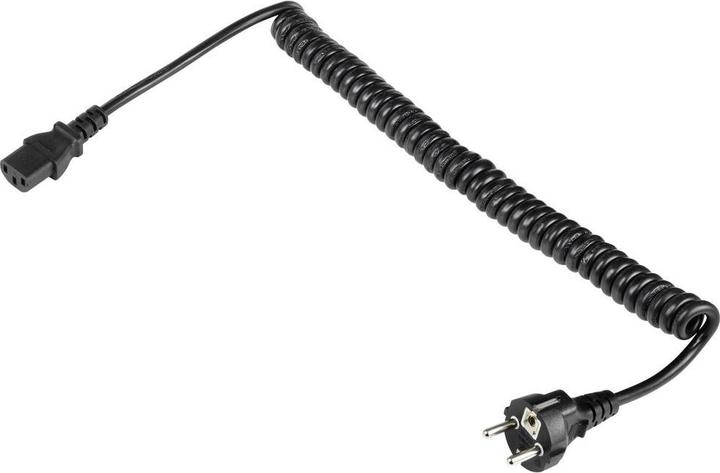 Actual product image Sygonix SY-5243880 Cold Appliance Connection Cable Black 2.50 m Spiral Cable (2.50 m)