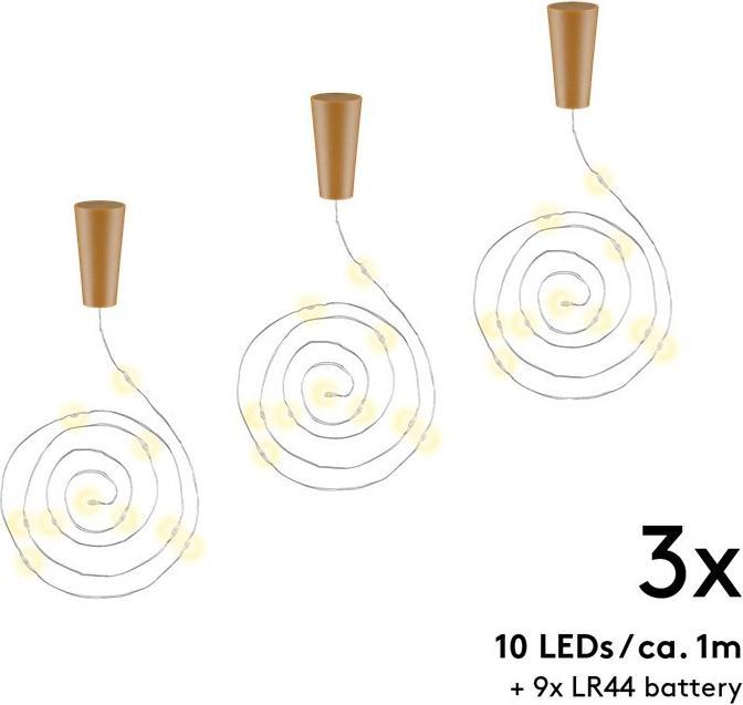 Image du produit Goobay Guirlande lumineuse de bouteilles 3x 10 LED, minuterie incluse (0.95 m)