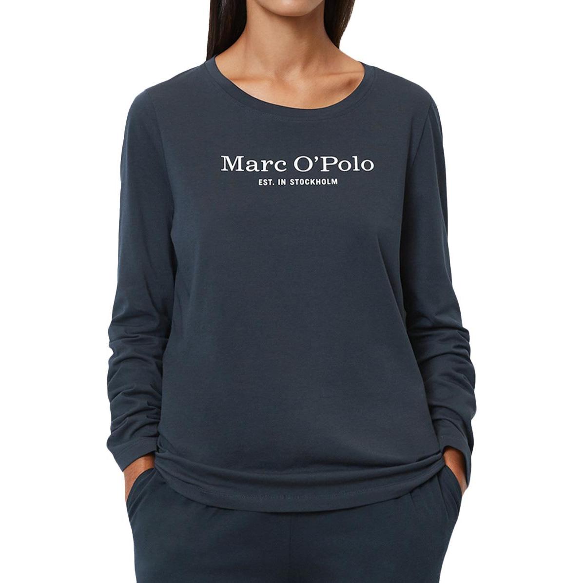 Marc O'Polo, Damen, Pyjama, Longsleeve Mix & Match Cotton, Blau, (XL)