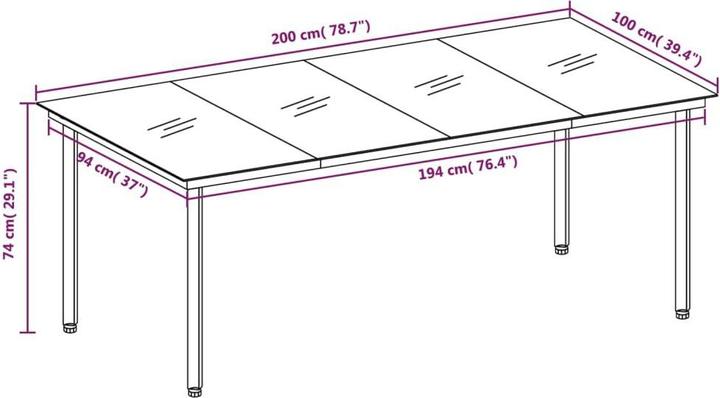 Produktbild vidaXL Garten Essgruppe (200 x 100 x 74 cm)