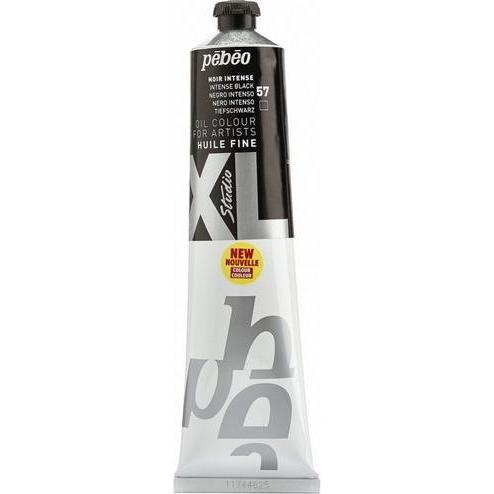Pebeo, Künstlerfarbe + Bastelfarbe, XL Feine Ölfarben (Tiefschwarz, 200 ml)