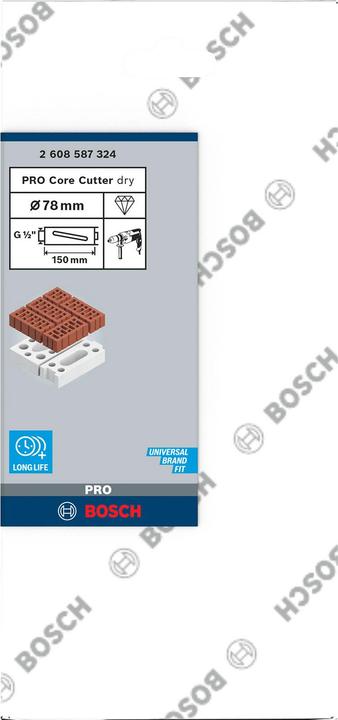 Label énergétique Bosch Professional Zubehör PRO Core Cutter dry, 78 x 150 mm, G 1/2 pouce (78 mm)