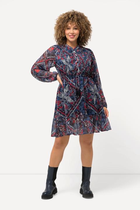 Immagine prodotto Ulla Popken Abito con design Paisley, scollo a tunica e maniche lunghe (42, 44)