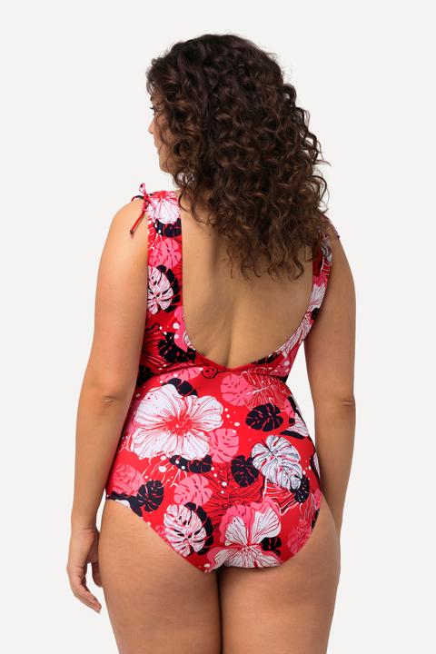 Produktbild Ulla Popken Badeanzug, Hawaiiblüten, Softcups, V-Ausschnitt (44)