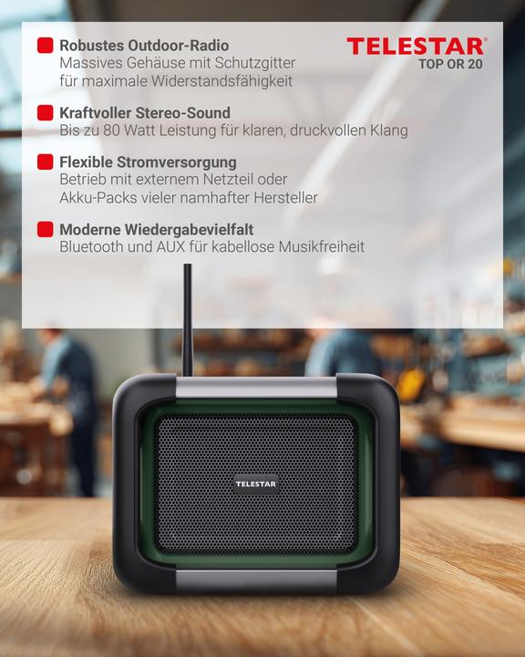 Produktbild Telestar DAB+ Baustellenradio TOP OR 20 (DAB+, FM, Bluetooth)