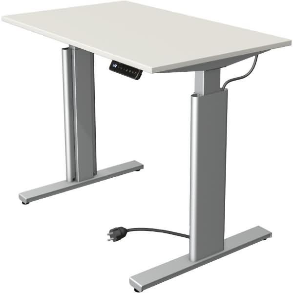 Thumbnail - Kerkmann, Schreibtisch, Move 3 höhenverstellbarer Schreibtisch weiss rechteckig T-Fuss-Gestell silber 100,0 x 60,0 c (10...