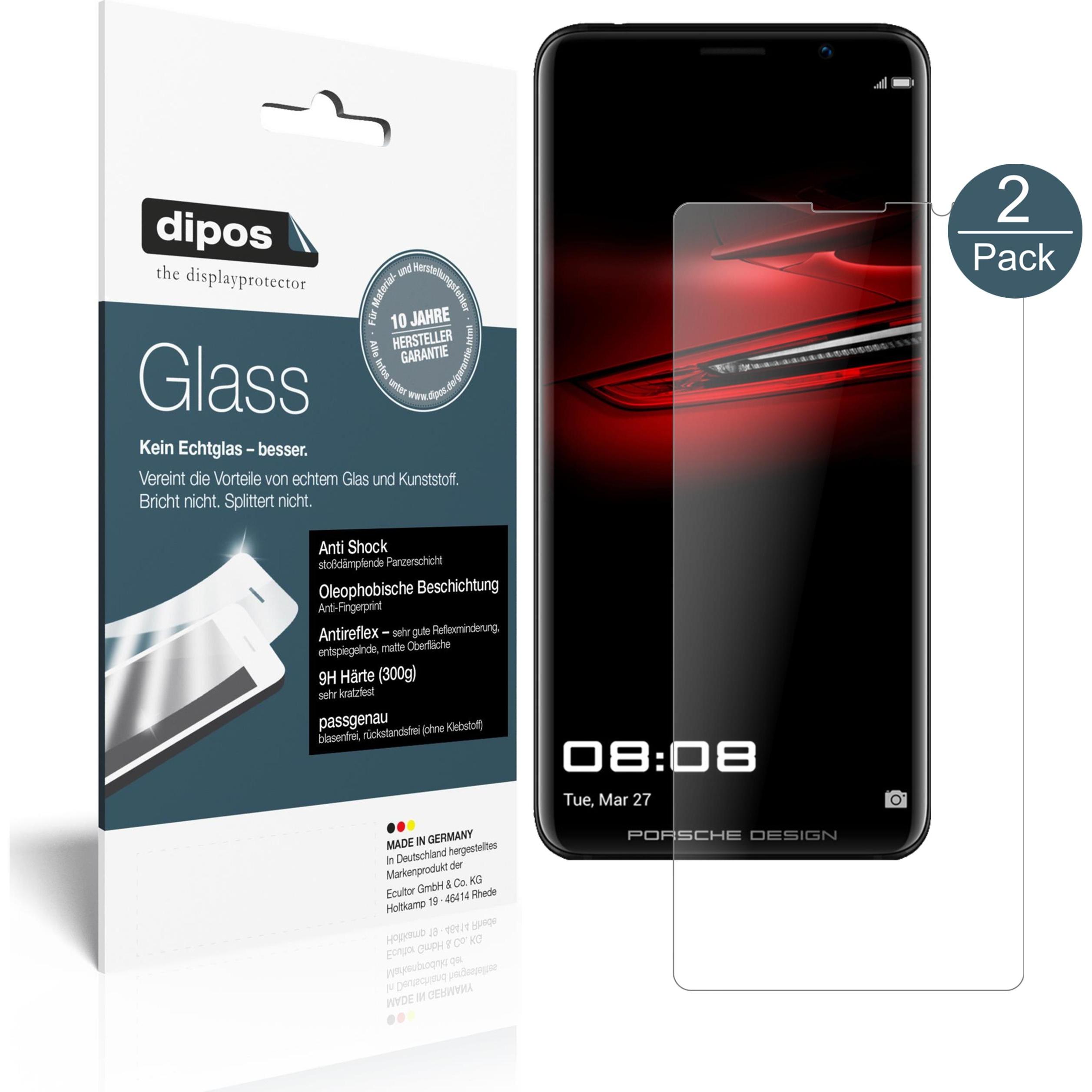 Dipos Displayschutz Anti-Shock (2 Stück, Huawei Mate RS Porsche Design), Smartphone Schutzfolie, Transparent
